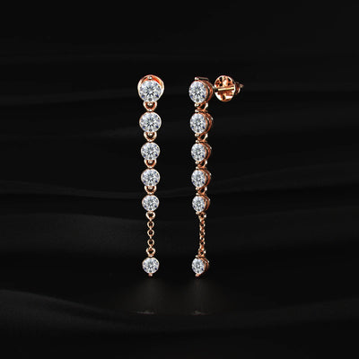 Round Cut Diamond Drop Earrings