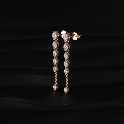 Round Diamond Drop Earrings