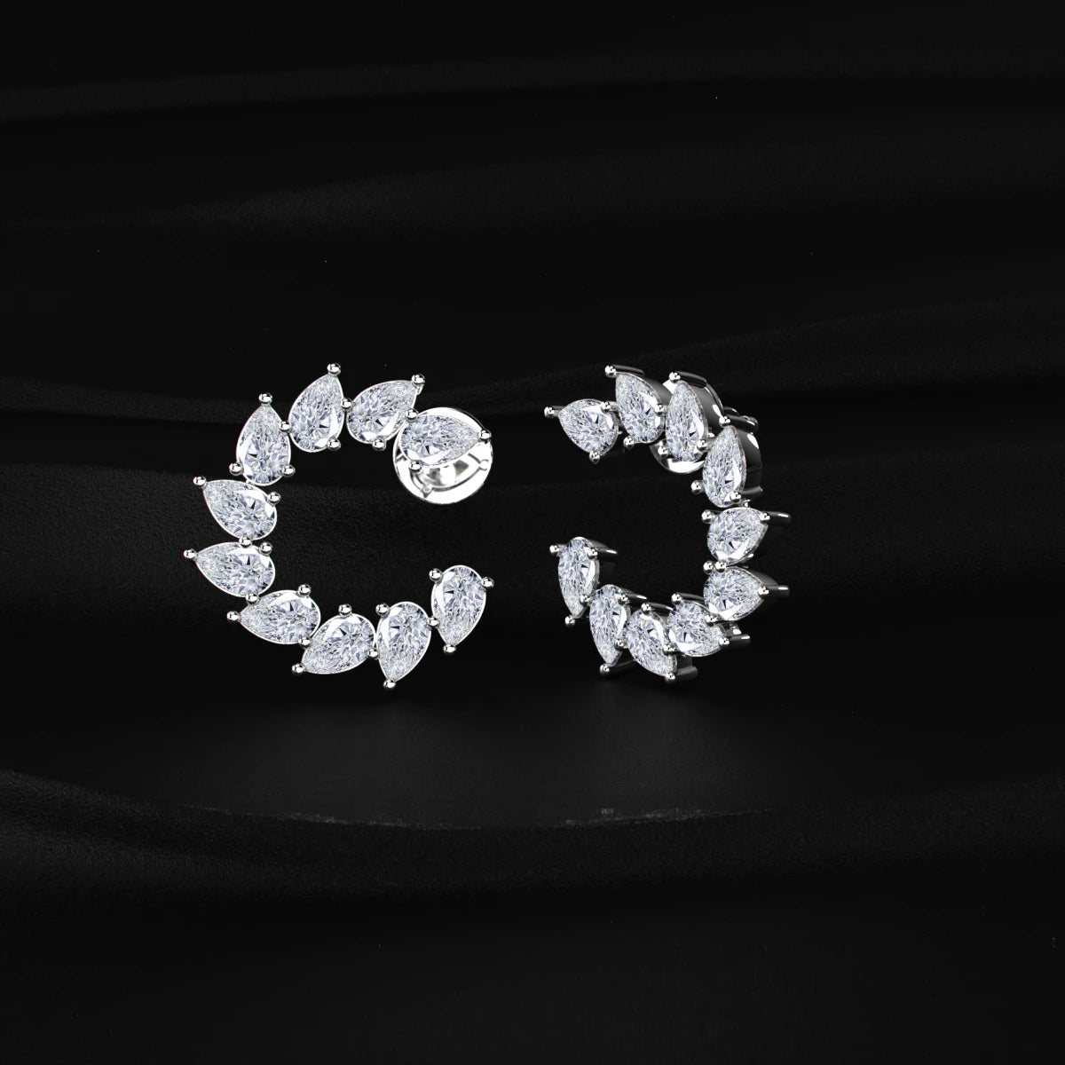 Pear Cut Diamond Curved Earrings