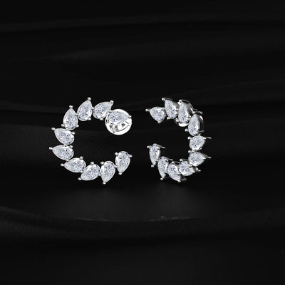 Pear Cut Diamond Curved Earrings