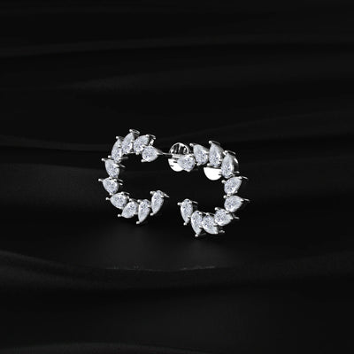 Pear Diamond Curved Earrings