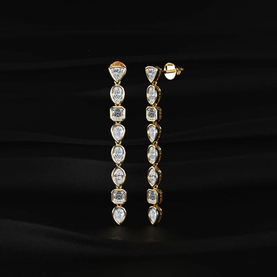 Multi Shape Bezel Set Diamond Drop Earrings