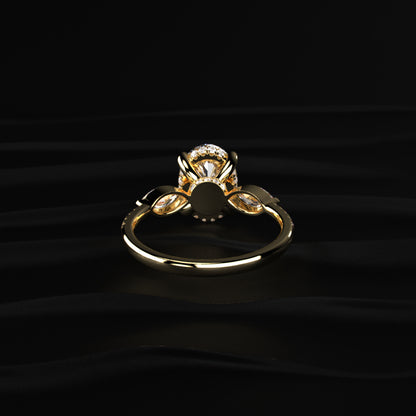 Oval Diamond Engagement Ring with Side Stones | Earthly Jewels