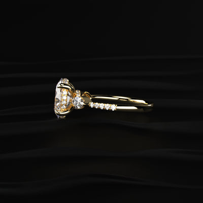 Oval Diamond Engagement Ring with Side Stones | Earthly Jewels