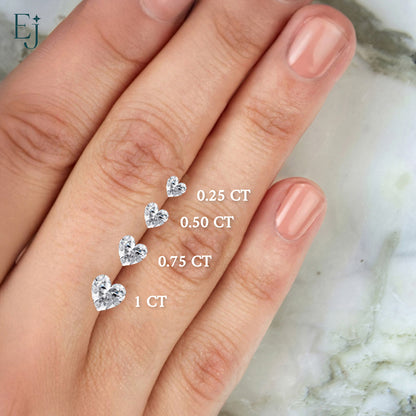 Lab Grown Heart Shaped Solitaire  | Earthly Jewels
