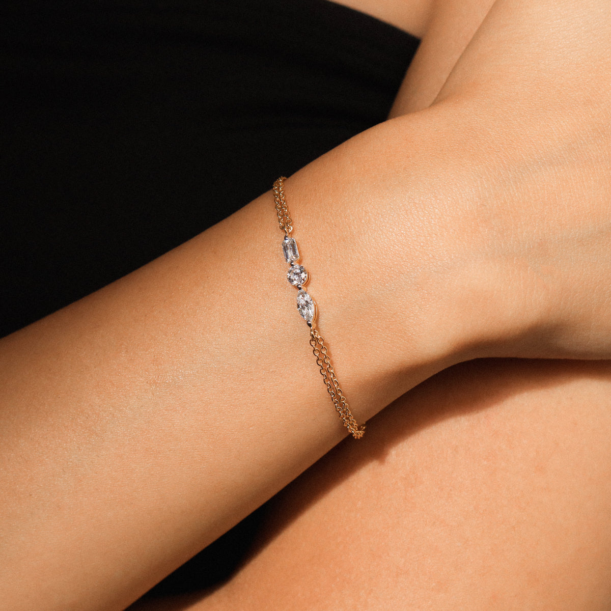 Three Stone Diamond Everyday Bracelet | Earthly jewels