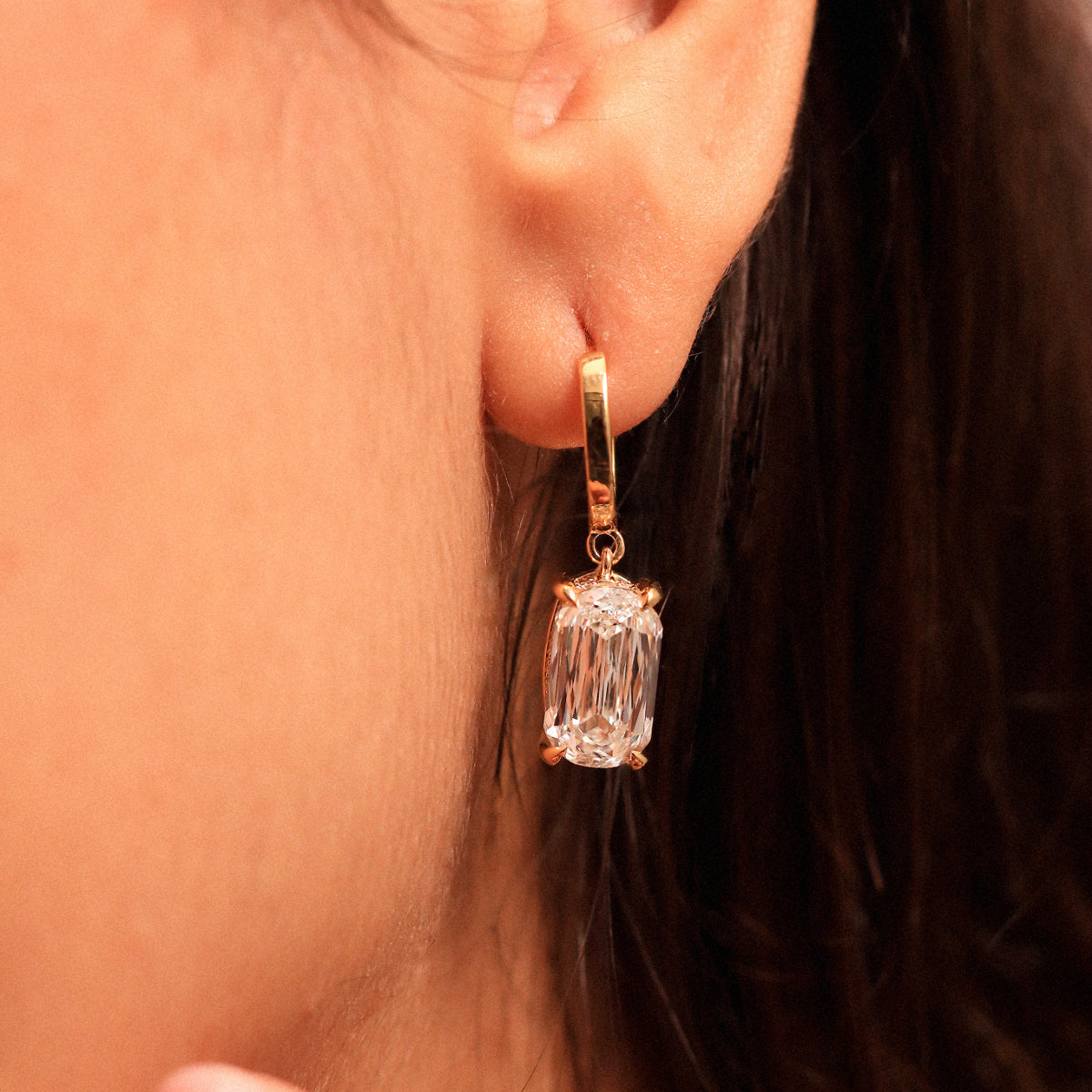 Elongated Cushion Cut Leverback Earrings | Earthly Jewels