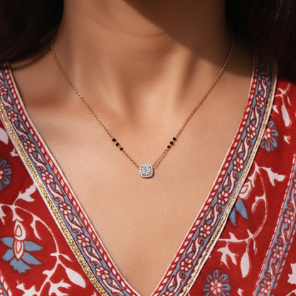 Cushion Diamond Halo Mangalsutra