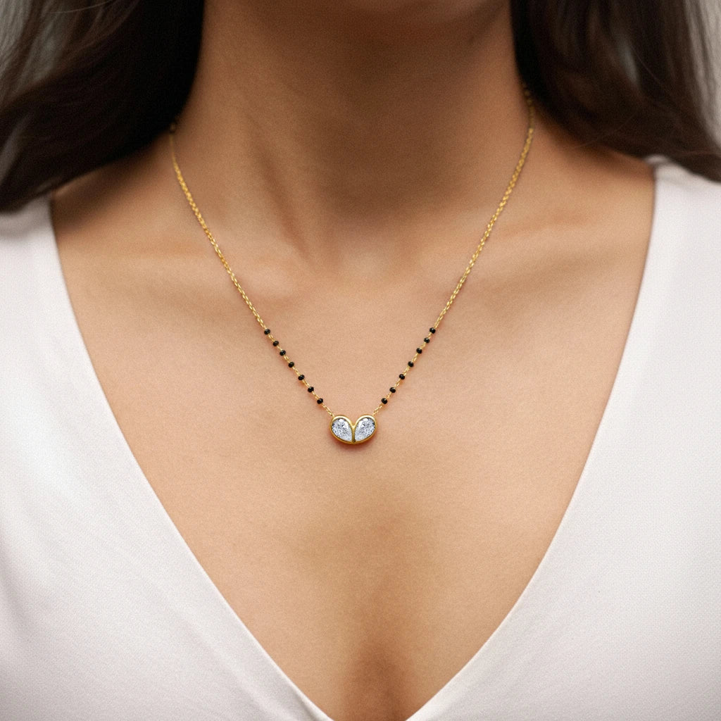 Two Pear Shape Heart Love Mangalsutra | Earthly Jewels