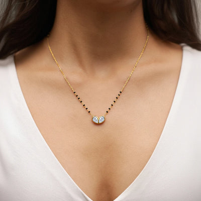 Two Pear Shape Heart Love Mangalsutra | Earthly Jewels
