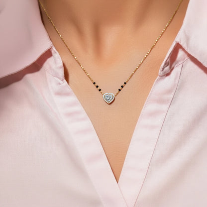 Heart Diamond Halo Mangalsutra | Earthly Jewels