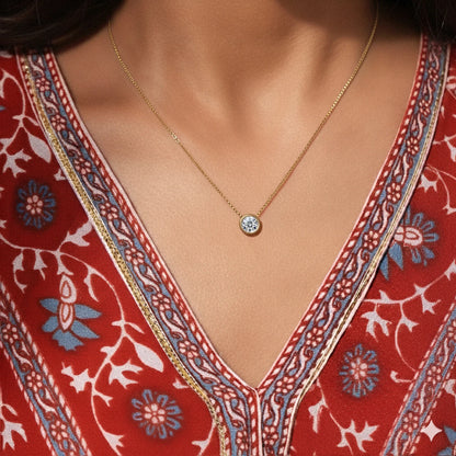 Round Solitaire Bezel Necklace | Earthly Jewels