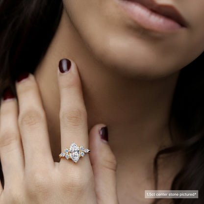 Marquise Diamond Engagement Ring With Accents | Earthly Jewels   