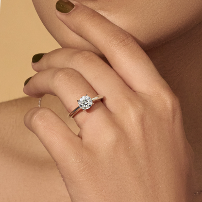 Round Solitaire Double Hidden Halo Cathedral  Ring