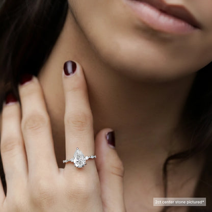 Pear Shaped Diamond Ring With Spaced Stone | Earthly Jewels   