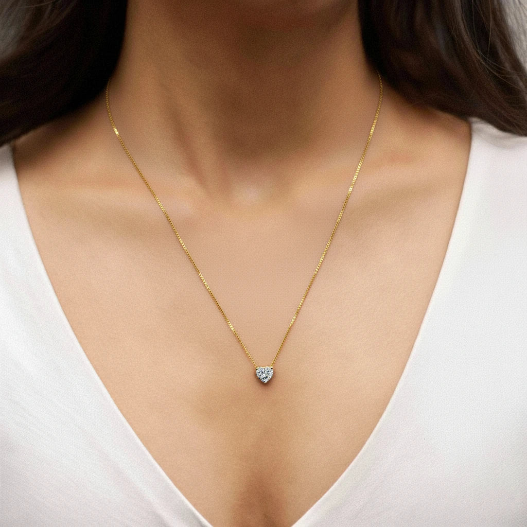 Heart Shaped Solitaire Necklace | Earthly Jewels