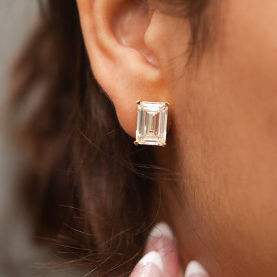 5 Ct Emerald Cut Diamond Stud Earrings | Earthly Jewels