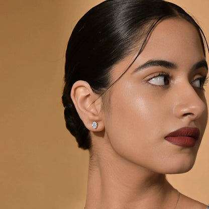 Oval Solitaire Hidden Halo Earring | Earthly Jewels #diamond-shape_oval