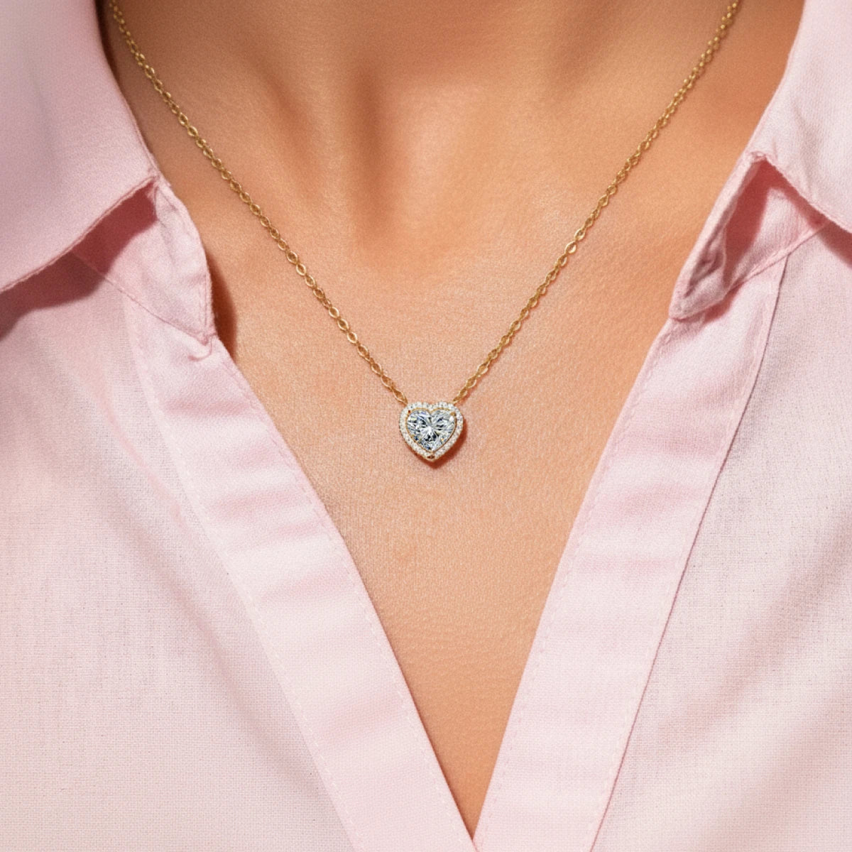 Heart Diamond Halo Necklace | Earthly Jewels
