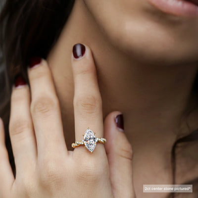 Marquise Cut Engagement Rings With Twisted Pave | Earthly Jewels   