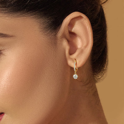 Round Solitaire Drop Hoops | Earthly Jewels