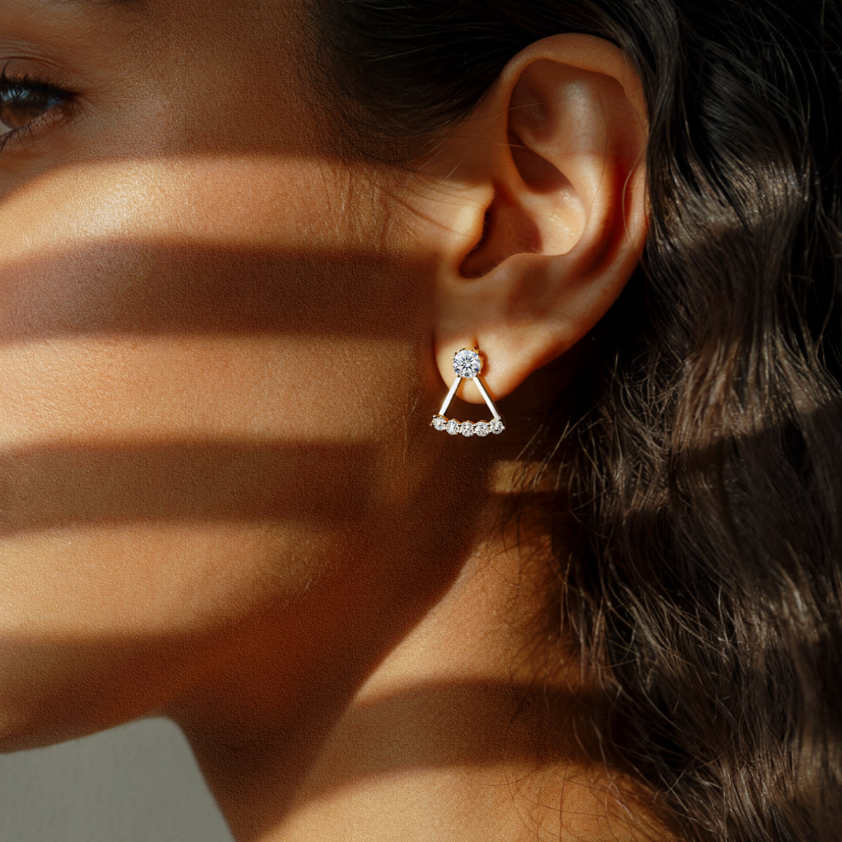 Round Diamond Ear Jacket Earring | Earthly Jewels
