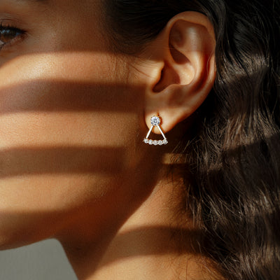 Round Diamond Ear Jacket Earring | Earthly Jewels
