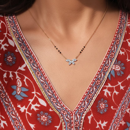 Marquise Diamond Half Flower Mangalsutra | Earthly Jewels