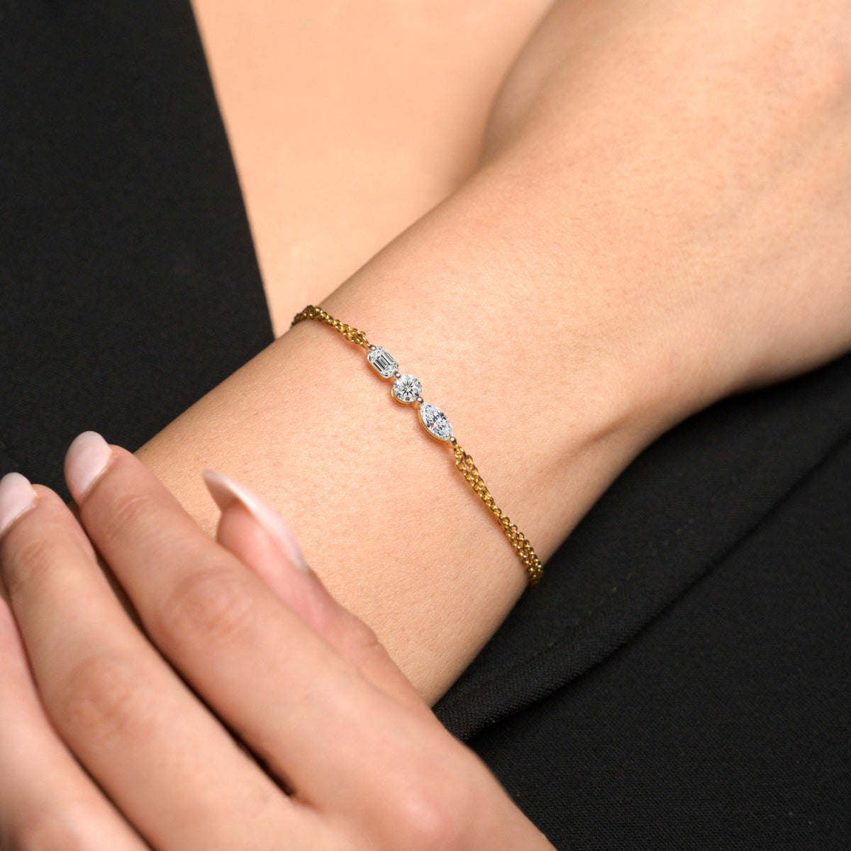 Three Stone Diamond Everyday Bracelet | Earthly jewels