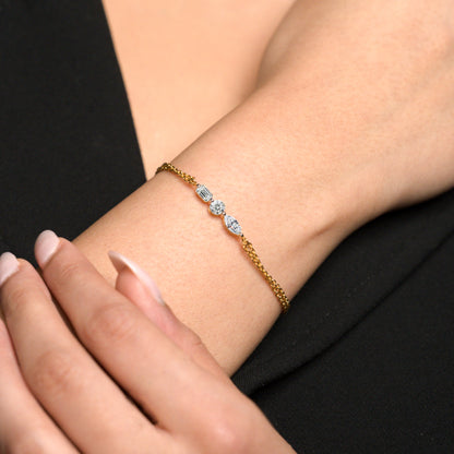 Three Stone Diamond Everyday Bracelet | Earthly jewels