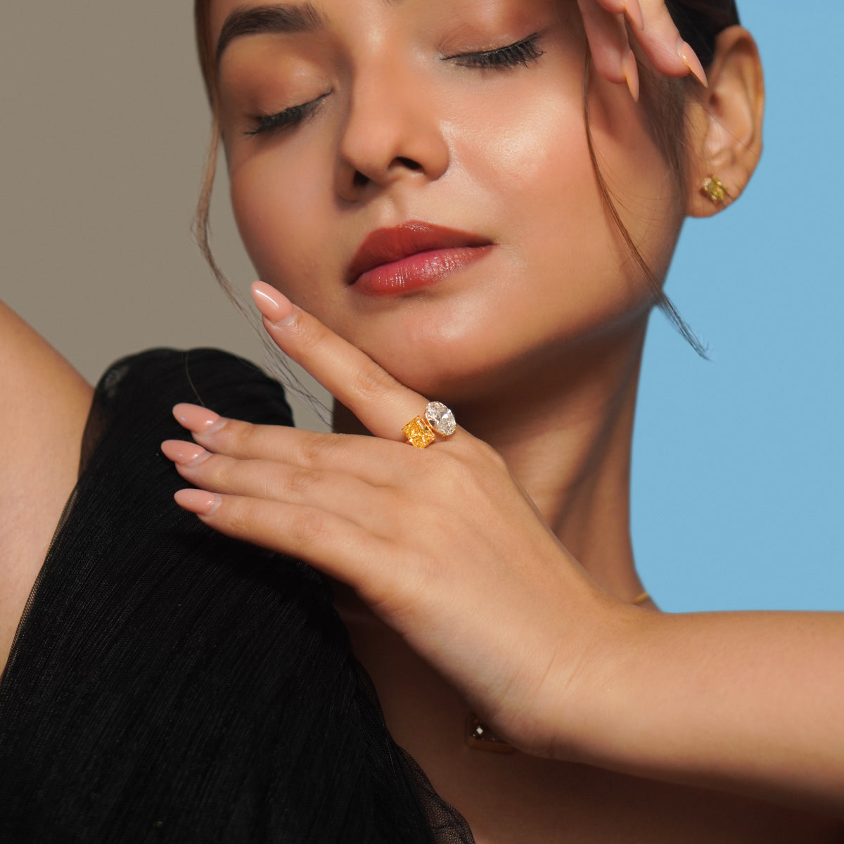 Fancy Yellow Radiant And Oval Toi Et Moi Ring | Earthly  Jewels