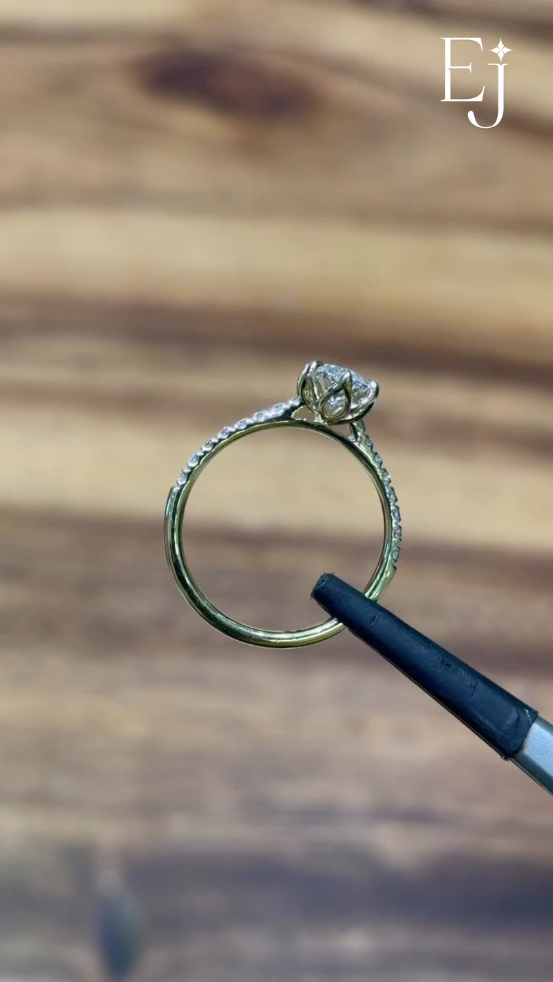 Marquise Diamond Engagement Ring | Cathedral & Pave Floral | Video