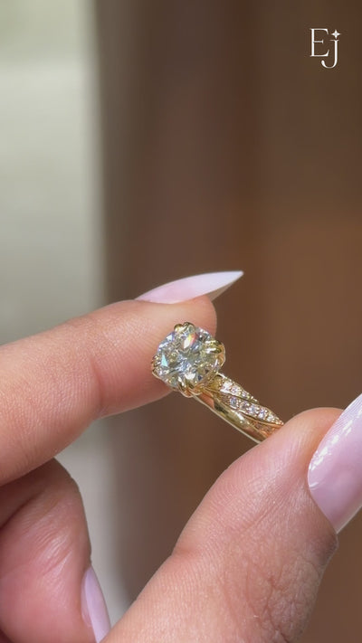 Round Diamond Ring With Twisted Pave Band | Earthly Jewels