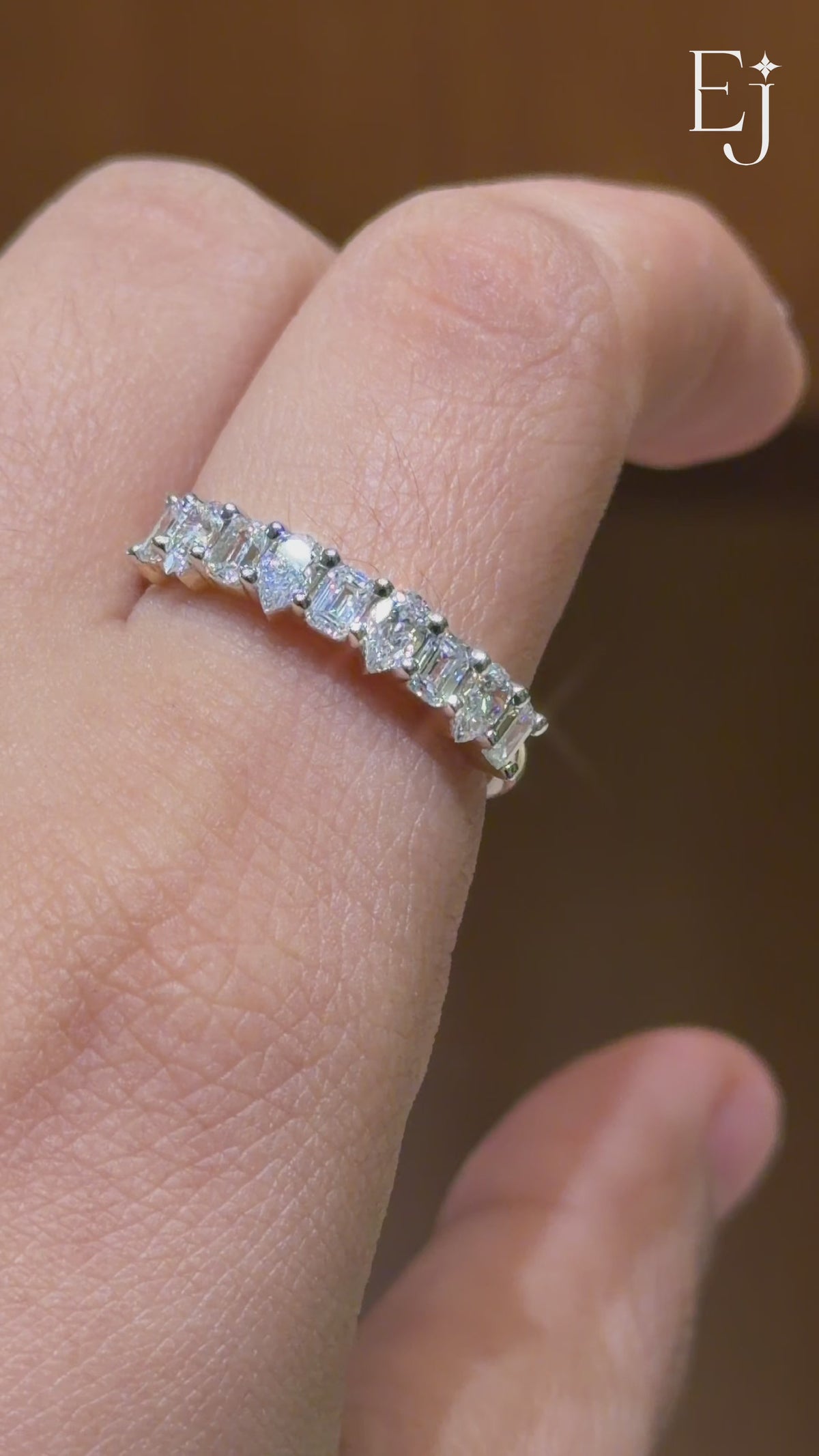 Pear And Emerald Cut Half Eternity Ring | Earthly Jewels