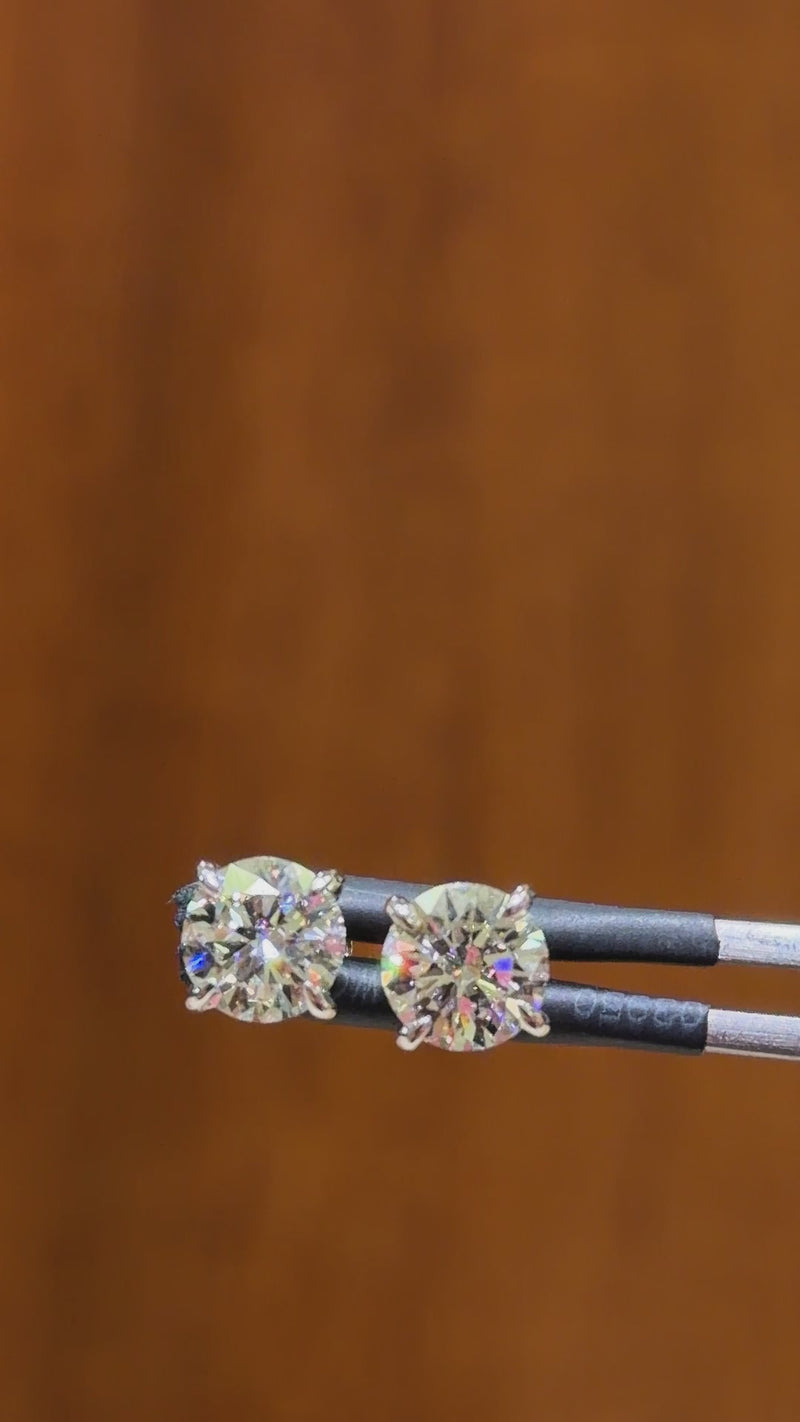 2 Carat Round Diamond Stud Earrings | Earthly Jewels | Video