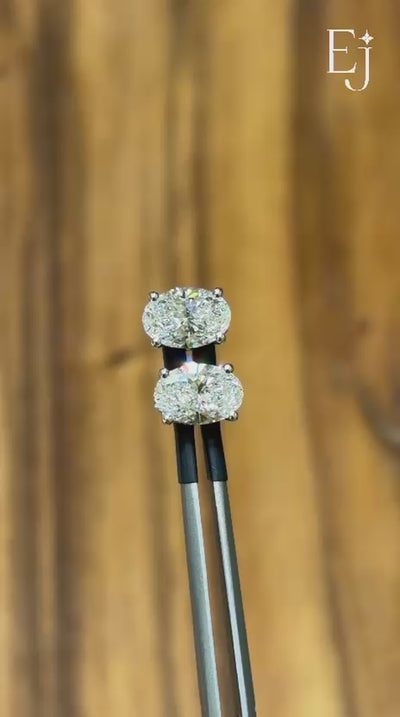 Oval Diamond Solitaire Earrings With Hidden Halo | Earthly Jewels | Video