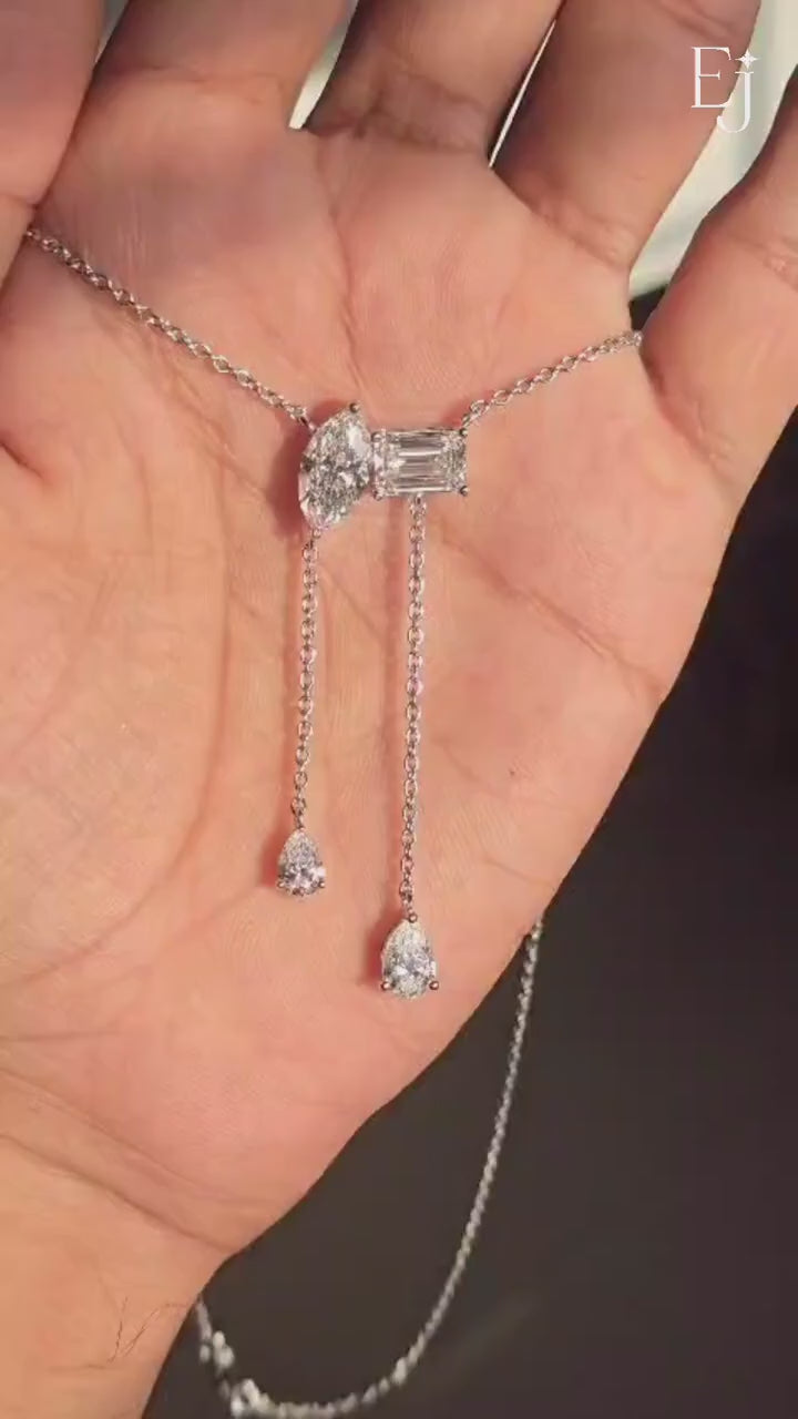 Marquise and Emerald Diamond Drop Necklace | Earthly Jewels | Video