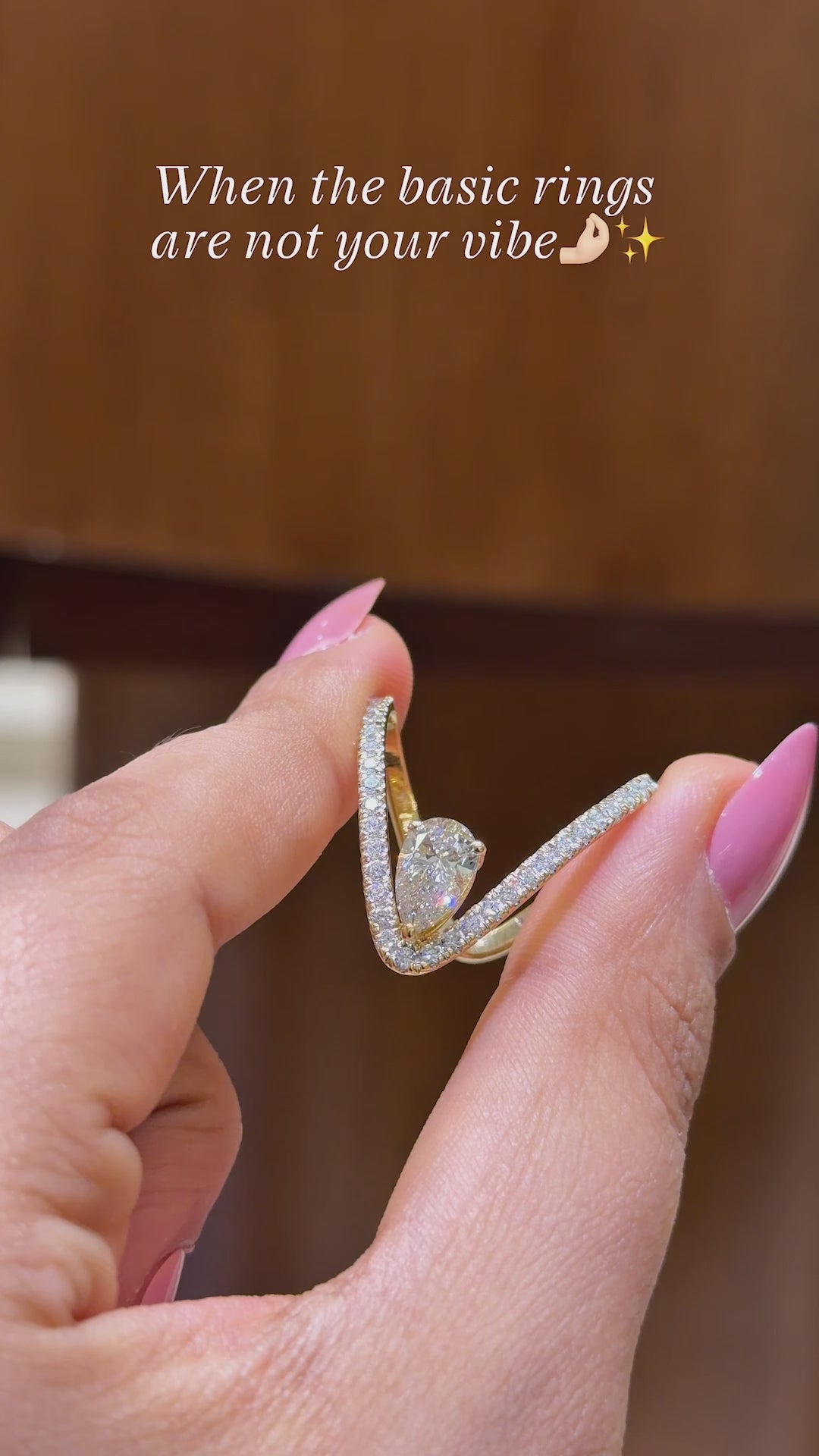Load video: Pear Cut Diamond Pave Vanki Ring | Earthly Jewels