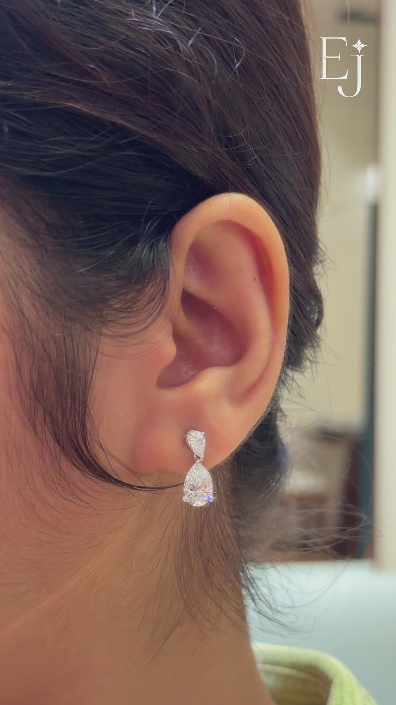 Double Pear Diamond Drop Stud Earrings | Earthly Jewels