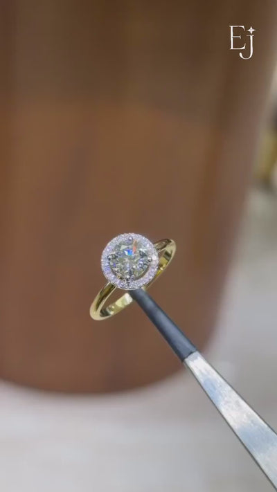 Round Cut Halo Diamond Engagement Rings | Earthly Jewels | Video