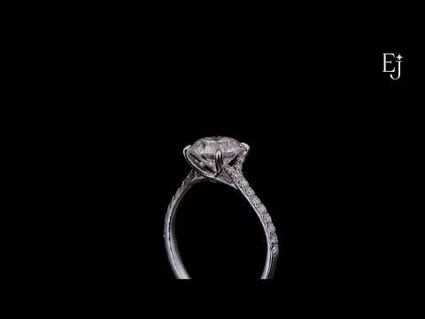 Round Cut Split Shank Single Pave Engagement Ring | Earthy Jewels
