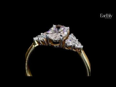 Oval Solitaire Ring With Round Accent Stones | Earthly Jewels