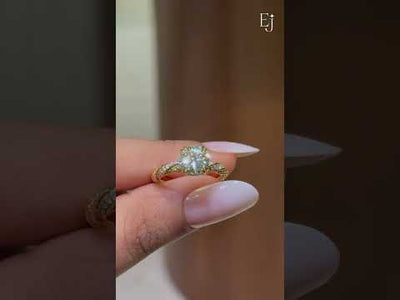 Round Diamond Ring With Twisted Pave Band | Earthly Jewels