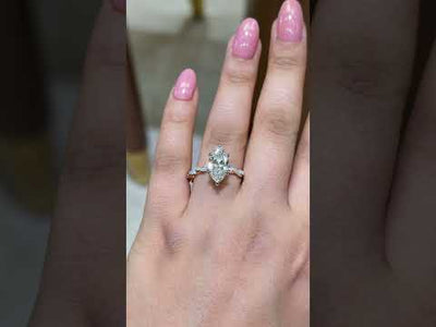 Marquise Cut Engagement Ring With Twisted Pavé Band – Elegant Design