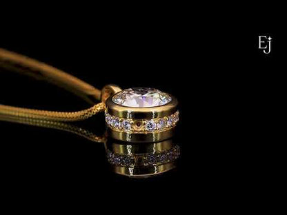 Round Solitaire Bezel Pendent With Hidden Halo | Earthly Jewels