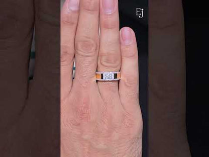 Radiant Solitaire Men'S Ring With Accent Stone