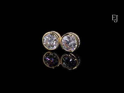 10 Ctw Round Diamond Stud Earrings In Bezel Setting | Earthly Jewels