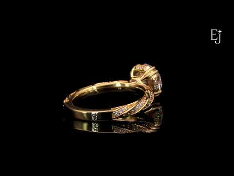 Octagon Diamond Solitaire Ring With Twisted Pave Band | Earthly Jewels