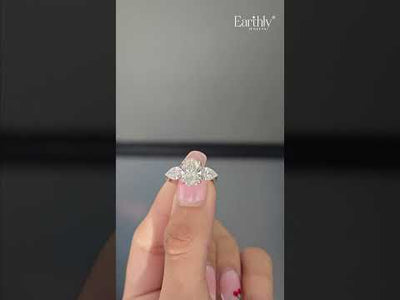 Oval Diamond Triology Ring In Floral Setting With Side Pear | Earthly Jewels