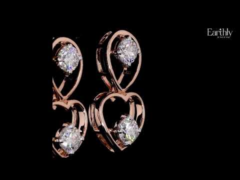 Round Diamond Heart Drop Earrings
